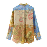New Spliced Print Shirt 3287178 Pajamas Flared Pants 3291177-Outfit