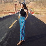New Spring And Summer 2023 Real Silk Wide-Leg Pants Fashion Print Shows Thin And Versatile Straight Casual Pants-Outfit