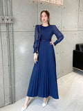 Net Color Elastic Waist Spliced Skirt-Outfit