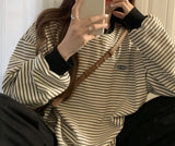 90s Striped Oversized Long Sleeve Tee-Outfit