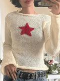 Star Crochet Knit Cropped Knit Top-Outfit