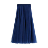 Fongt Long Yarn Skirt Half Dress Girl Autumn And Winter High Waist Long Net Yarn Skirt 100 Folding Skirt A Skirt Fairy Dress 8859