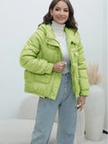 Station Down Cotton-Padded Jacket 2023 New Women's Winter Thickened Cotton-Padded Jacket Popular Style Bright Color Vertical Collar Cotton-Padded Jacket-Outfit