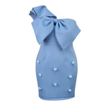 Fongt Sexy Collared Bow Bag Hip Skirt Party Party Dress