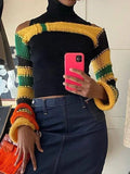 Striped Long Sleeve Bolero Knit Top-Outfit