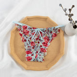 Lace Side Thongs Thin Breathable Invisible T Pants Print Low-Rise Thin Belt Trousers