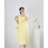 Fongt Folded High-End High-End Summer Loose Short-Sleeved Big Brand Age Reduction Medium-Long Design Dress