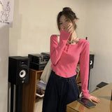 Fongt Sense Long-Sleeved T-Shirt Female 2024 Spring And Autumn New Korean Version Slim Careful Machine Bottom Shirt Short Student