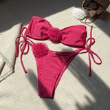 2024 New Solid Color Light Flower Braided Swimsuit