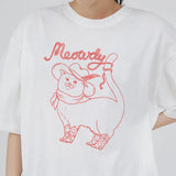 Cartoon Cowboy Cat Print Oversized T-shirt-Outfit