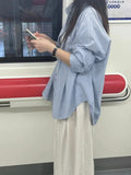 Fongt Sense Of Small Long-Sleeved Striped Shirt Women Early Autumn New Loose Lazy Outside Texture Casual T-Shirt
