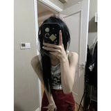 Gothic Punk Printed Rib Crop Tank Top-Outfit