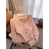 Style Fragrant Style V-Neck Cardigan Female Autumn And Winter Design Snowflake Knitted Jacket Minority Chic Blouse-Outfit