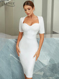 White Party Bodycon Bandage Dress For Women 2022 New Summer Fashion Short Sleeve Celebrity Evening Night Club Party