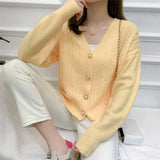 And Winter New Cashmere V-Collar Twist Sweater Women's Korean Version Lazy Cardigan Jacket-Outfit