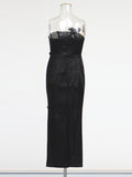 2025 Spring New Bra Open Shoulder Tight Dress Three-Dimensional Love Elegant Shoulder Dress Dress Dress