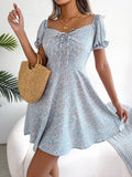 Wind Shooting Spring And Summer Leisure Horn Sleeves With Broken Flowers Dress Women's