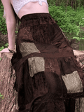Patchwork Velvet Printed Midi Skirt-Outfit
