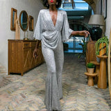 Fongt New Women's Ebay Direct Selling Slit Sexy Deep V Bare Back