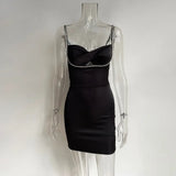 Sling Dresses For Women 2021 Summer New Arrivals Ladies Wrap Chest Sexy Black Elegant Mini Bodycon