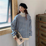 Women Harajuku Patchwork stripe cotton Hoodie Korean Clothes spring autumn long sleeve loose thin Sweatshirt kpop