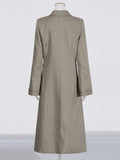 Fashion British Wind Blond Open Fork Long Suit 2025 New Striped Design Waist Thin Wind Coat
