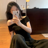 off-Shoulder T-shirt For Women Solid Short sleeve Gentle Temperament Niche Slim fit Pullover Top Fashion-Outfit