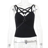 Summer 2024 New Spicy Girls' Vest Is Dark, Temperamental, Pentagram Basic Suspenders-Outfit