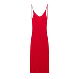 Fongt Women's Dress 2025 Spring And Summer Fashion Sexy V-Neck 3D Effect Knitted Sling Dress