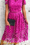 Patchwork Short Sleeve Solid Dress Slash Neck Women Maxi Summer Dress Casual Backless Vintage Streetwear Dress