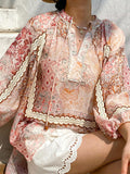 Fongt And Summer New Holiday Wind Sun Protection Shirt Women Loose Bohemian Print French Holiday Tops European Women's