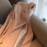 2021 Fashion Office Wear Double Breasted Pink Blazer Coat Long Sleeve Pockets Female Outerwear Chic