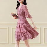 Feeling And Socialite Temperament And Foreign Style Summer 2023 New Small Pink Broken Flower Skirt Dress Girl-Outfit
