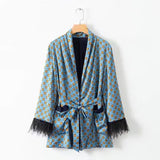 And Winter New Style Plumage Casual Suit Jacket Printed Pendant Wide-Leg Trousers Suit-Outfit
