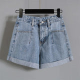 Women Summer 3 Piece Set Polka Half Sleeve Sunscreen Shirts + Knitted Vest + Denim Shorts Sets Korean Women