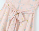 Floral Print Puff Ruffles Sleeve Midi Dress-Outfit
