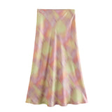 Summer Pleated Jacket Silk Satin Skirt Suit-Outfit