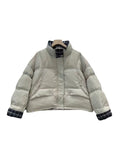 Grid Splicing Down Jacket Female Short 2024 New Retro Sweet And Thick White Duck Velvet Bread Coat-Outfit