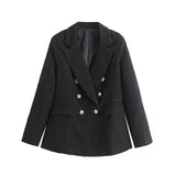 Fongt Women's 4 Color Texture Double Buckle Long Blazer Women K2 New Autumn