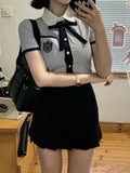 Style Small Pure Style Suit Female JK Uniform Shirt Summer Short Waist Short Skirt Two-Piece Suit-Outfit