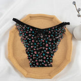 Lace Side Thongs Thin Breathable Invisible T Pants Print Low-Rise Thin Belt Trousers