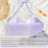 Push Up Bra Gradient Seashell Bikini Swimsuit Top Mermaid Swim Tops Push Up Bathing Suit Tops Without Boys Swimming Shorts-Outfit