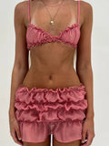 Ruched Bralette And Mini Skirt Set-Outfit