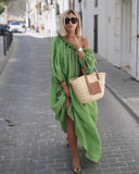Summer Loose Holiday Fruit Green Slanted Shoulder