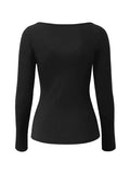 Lace Trim Black Long Sleeve Knit Top-Outfit