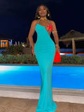 New High-End Women's Sexy Collar With Wrapped Chest Solid Color Hanging Neck Dress Sea Starfish Decorative Dress