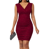 Fongt Solid-Color V-Neck Solid-Colored Sleeveless Sleeve-Less Sleeve-Bless Women's