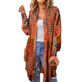 Fongt Beach Coat Bohemian Shirt Clips Loose Casual Printed Long Cardigan Women's Clothing