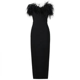Black Swan Feathers Braided Evening Dress Woman 2025 New Niche High-End Feeling Shoulder Bag Butt Temperament