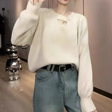 Wind Retro Red Head Sweater Female Qiu Dong New Korean Version Loose Show Thin Long Sleeve Jacket Female-Outfit